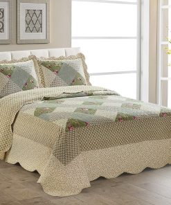 Colcha de cama de lujo con diseño de patchwork floral