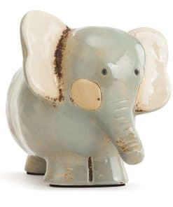 Cerdito Alcancía de Dinero de Cerámica Distressed Azul