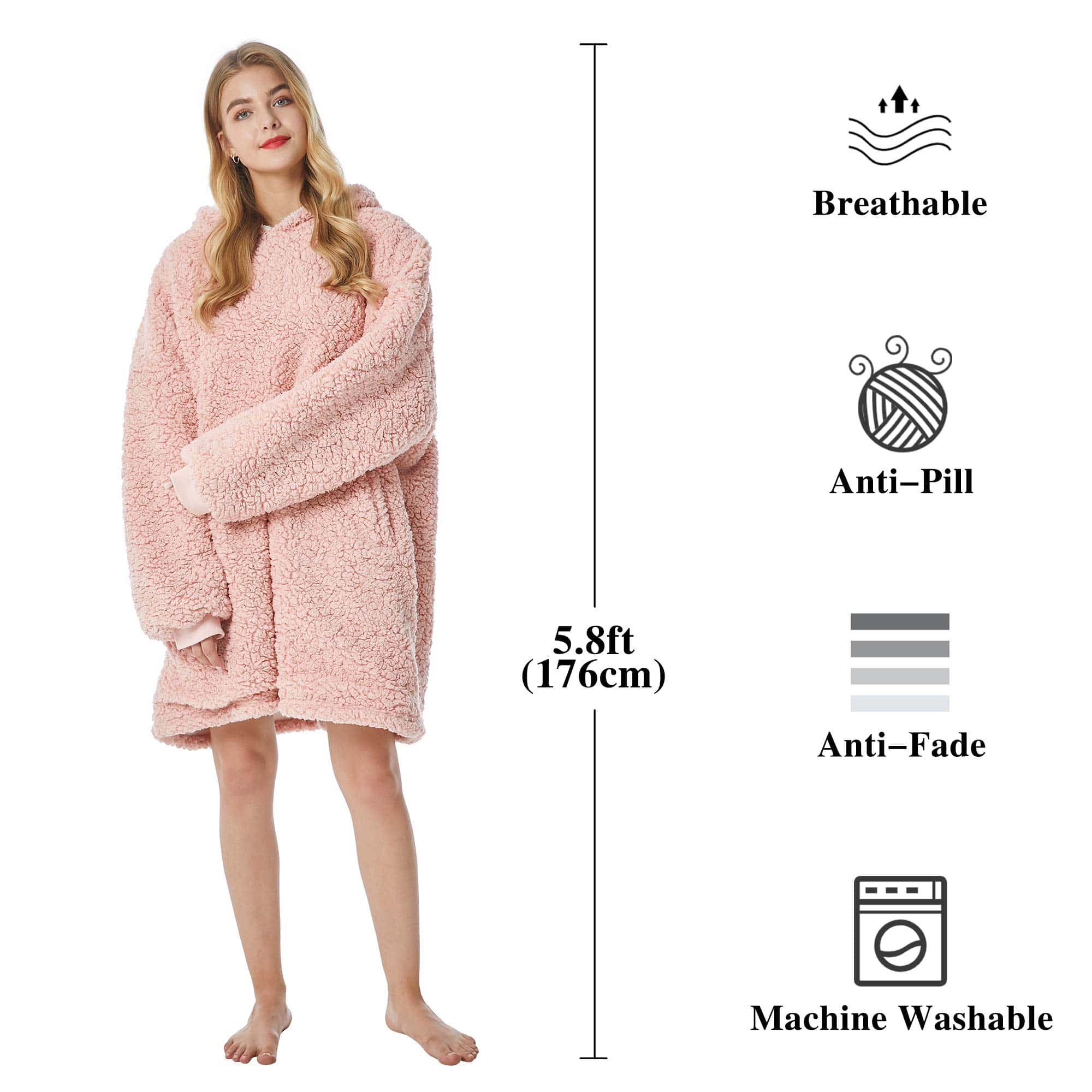 Felicigeely Manta con Capucha, Manta de Sherpa para Adultos - Imagen 6