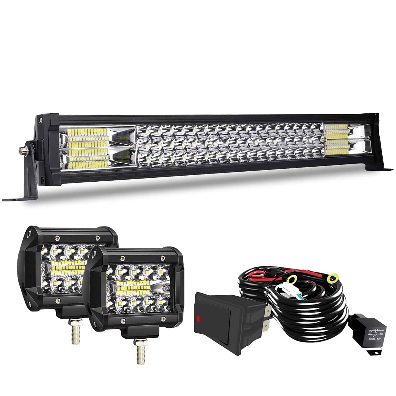 Barra de luz LED de 22 pulgadas de triple fila 306W + 2PCS