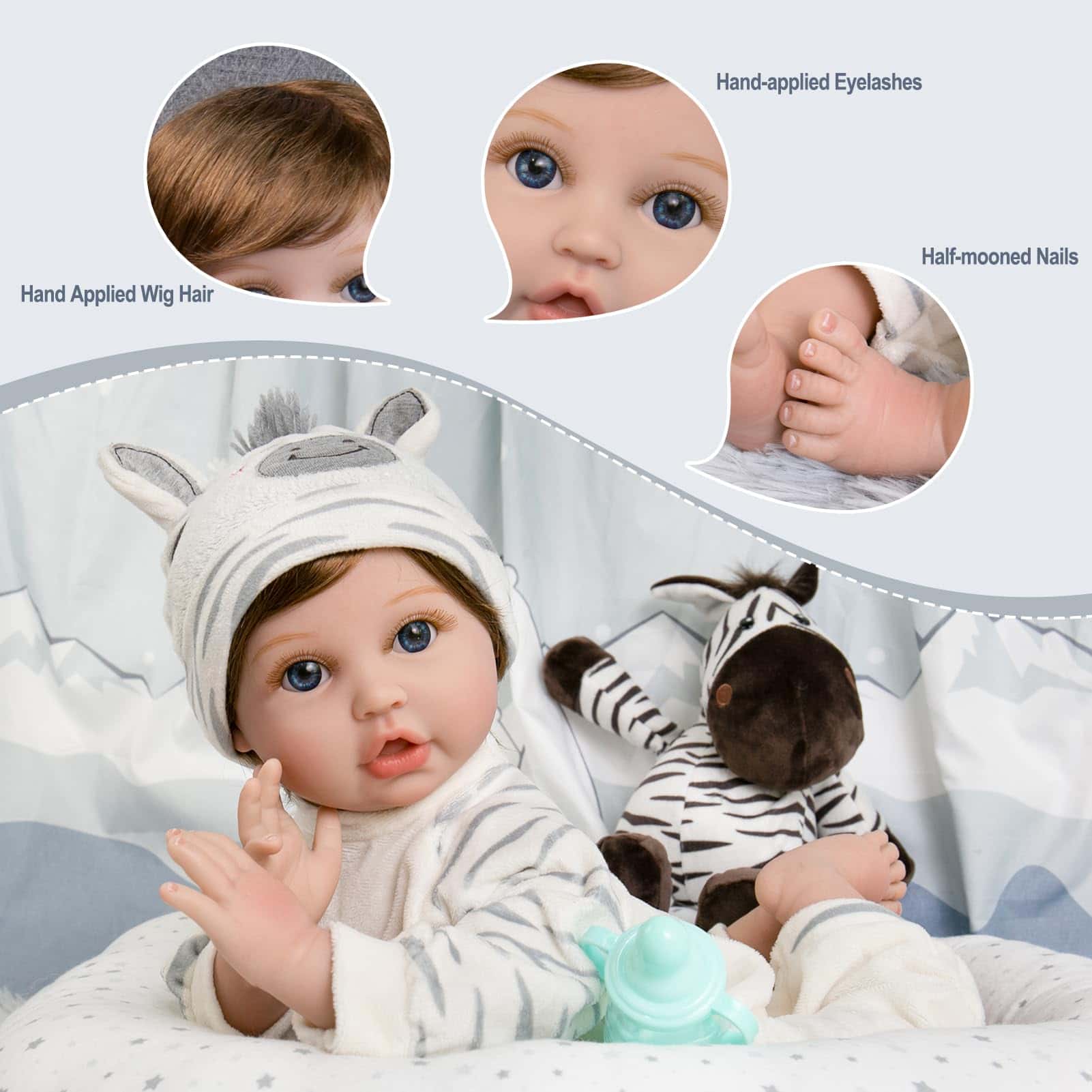 Muñeco Bebé Realista Aori de 22 Pulgadas Cuerpo Blando y - Imagen 5