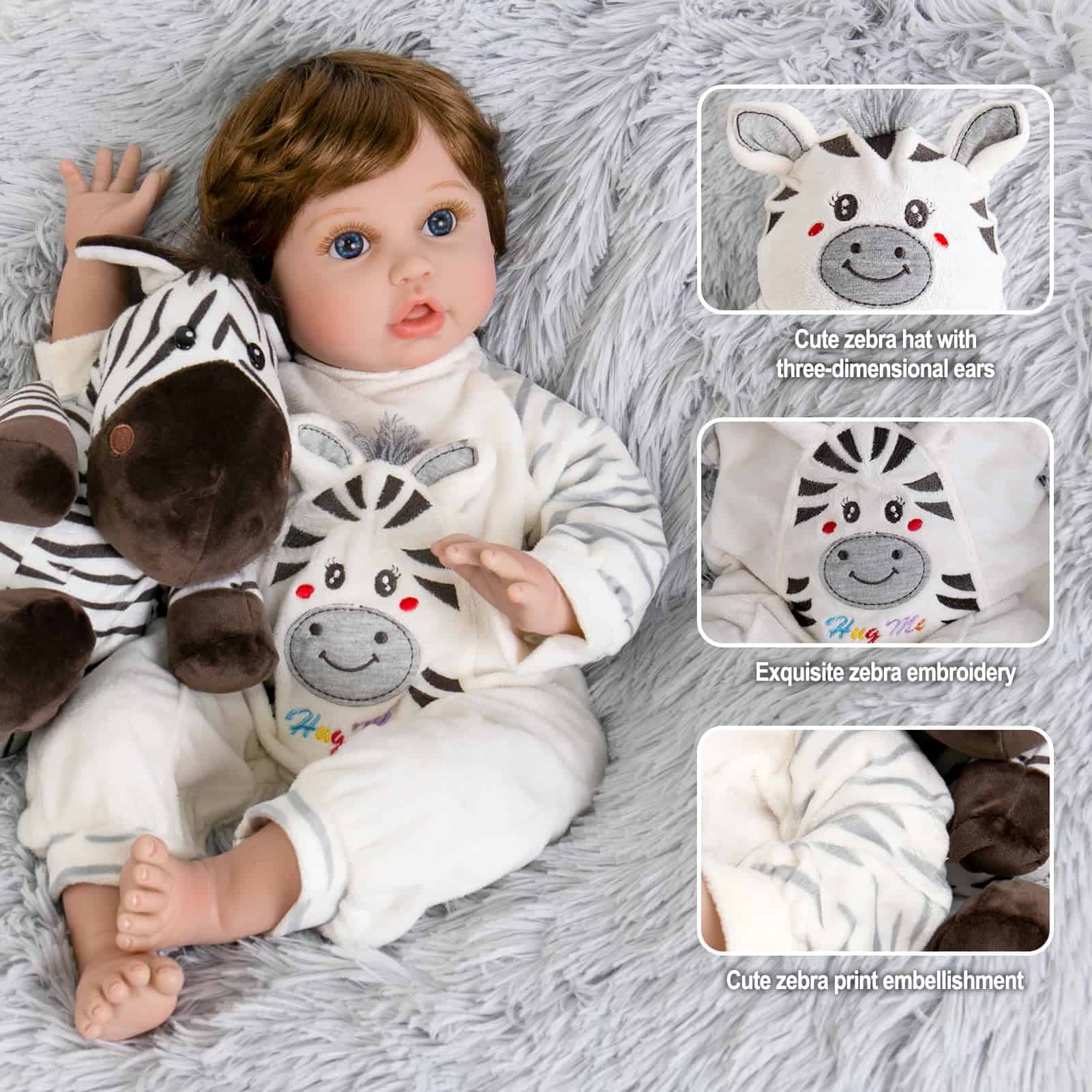 Muñeco Bebé Realista Aori de 22 Pulgadas Cuerpo Blando y - Imagen 7