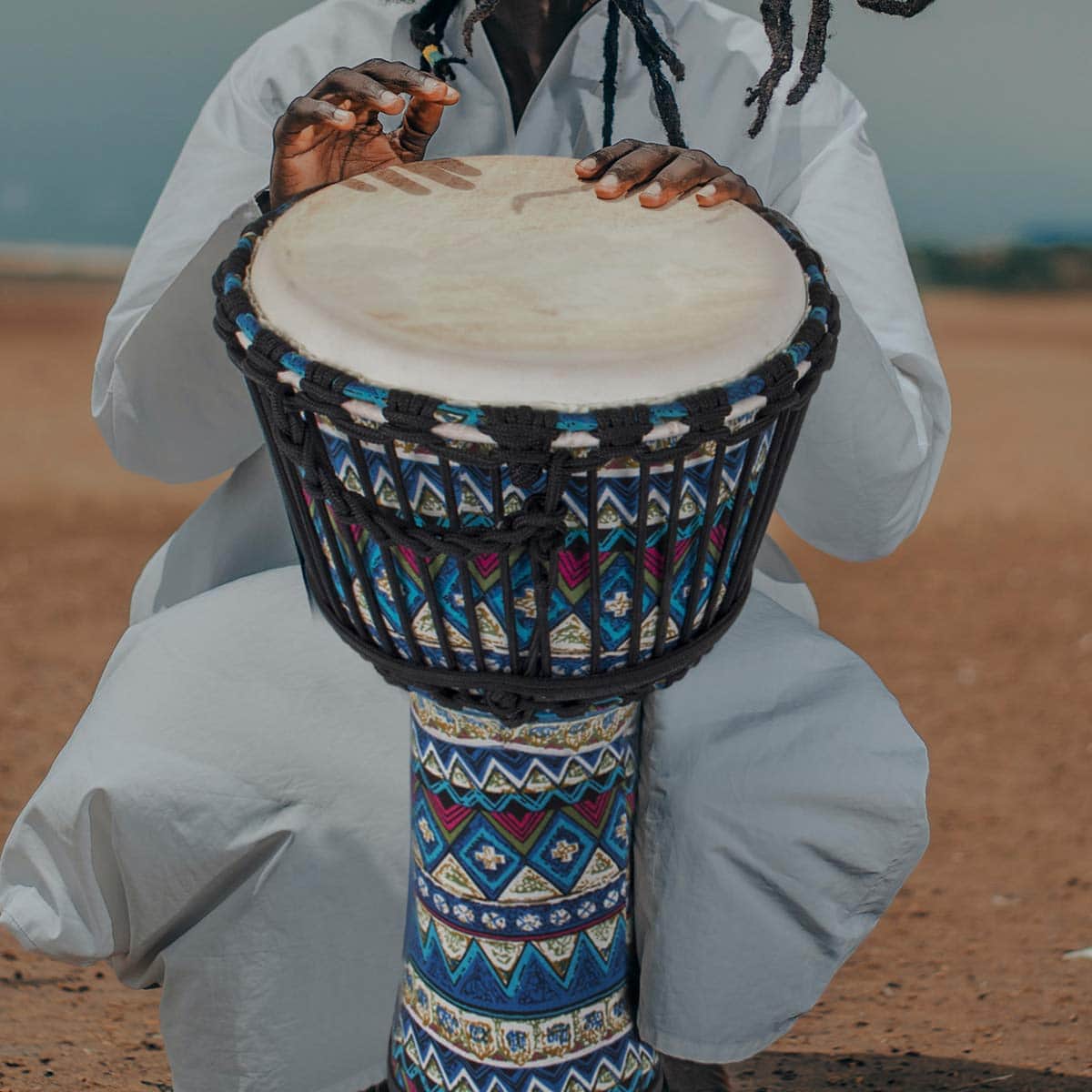 Tambor Djembe, AKLOT Tambor Africano con Cubierta de Tela - Imagen 9
