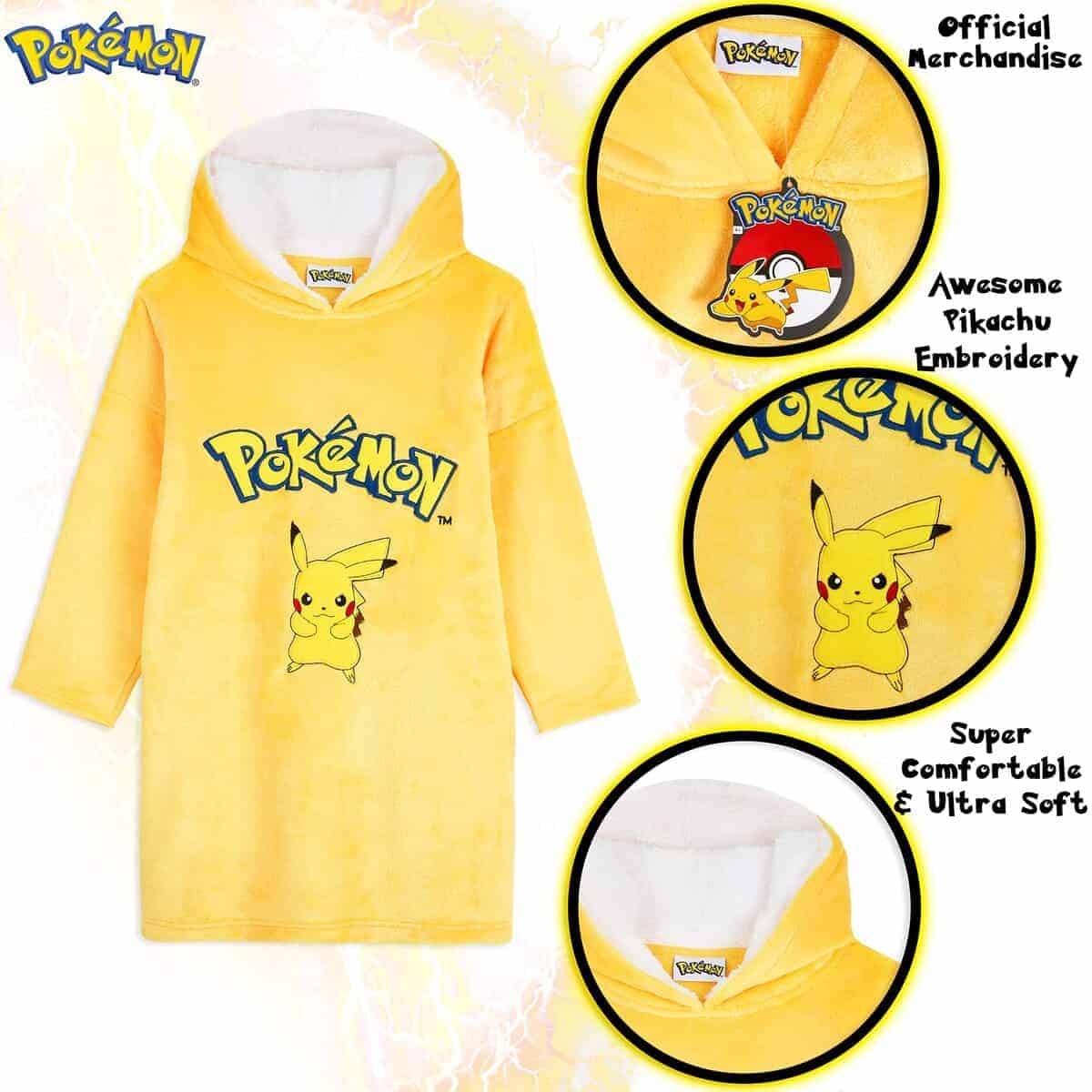 Manta Sudadera con Capucha Pikachu Pokemon para Niños, - Imagen 5