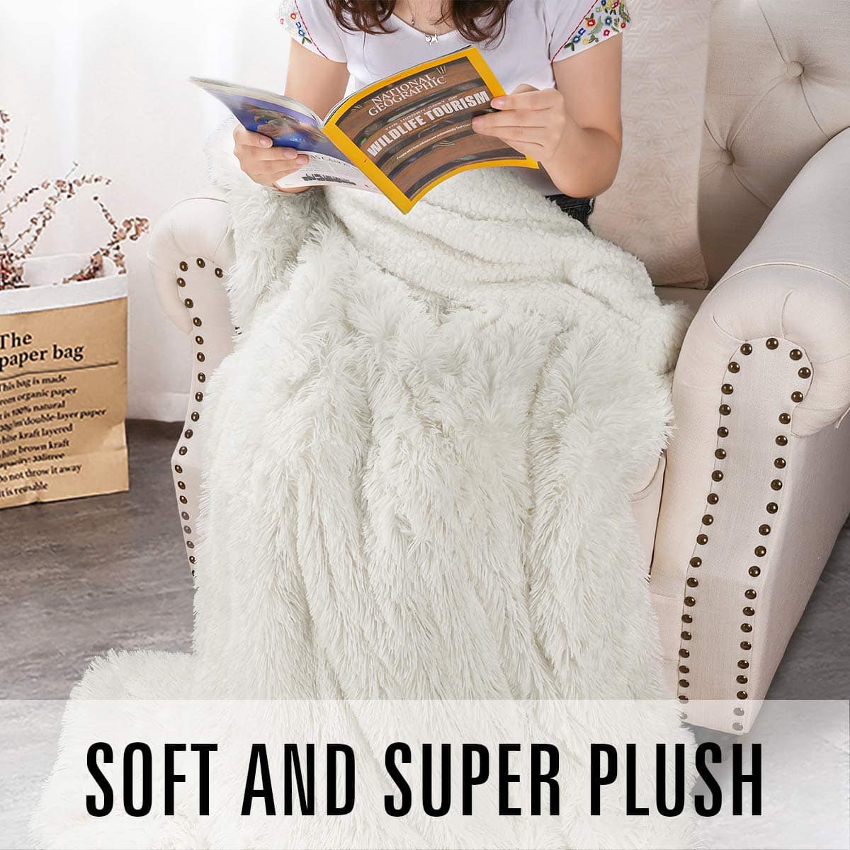 Manta de Felpa de Piel Sintética Esponjosa Andecor - 60 x - Imagen 6