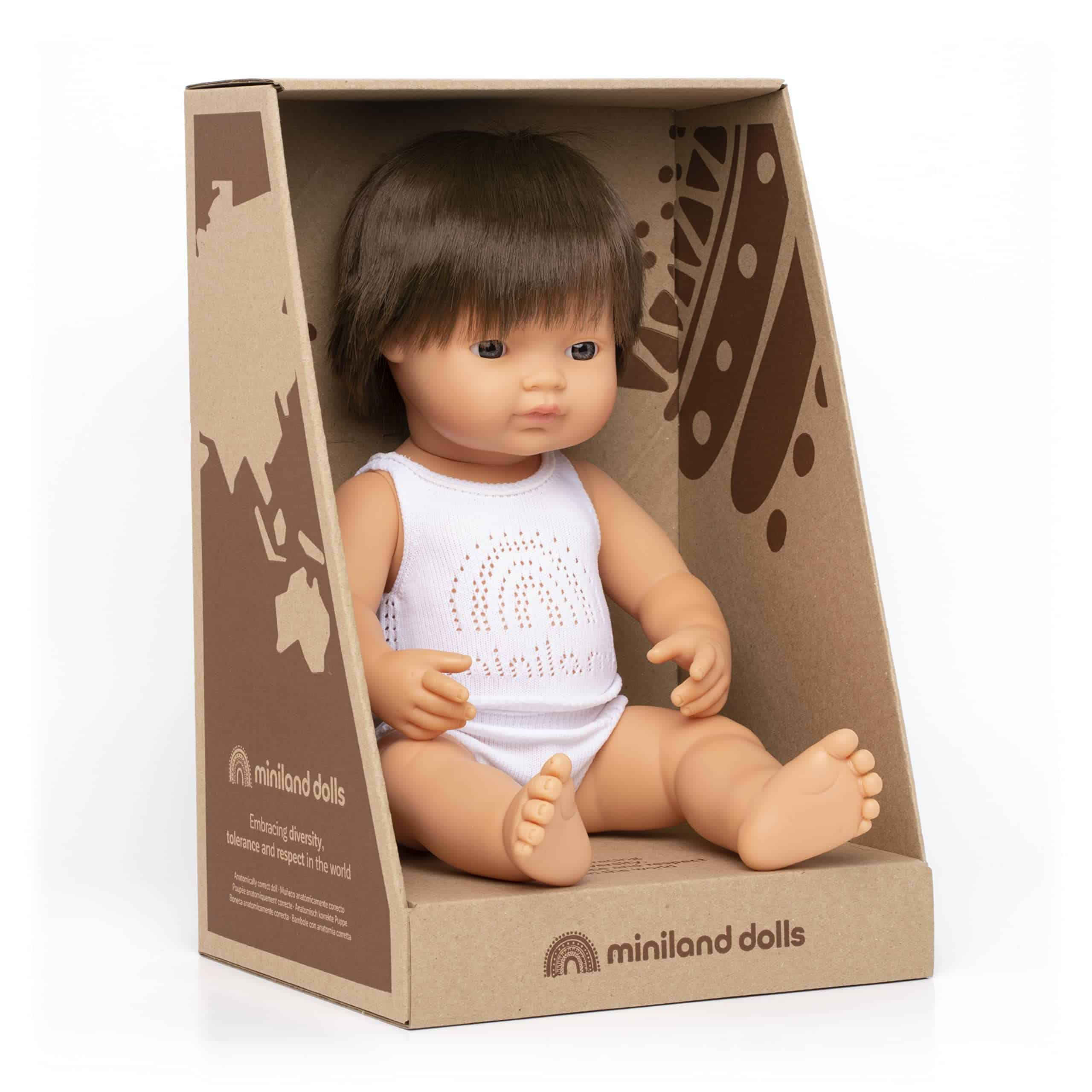 Muñeco Miniland 15'' Niño Caucásico de Pelo Castaño (Caja)