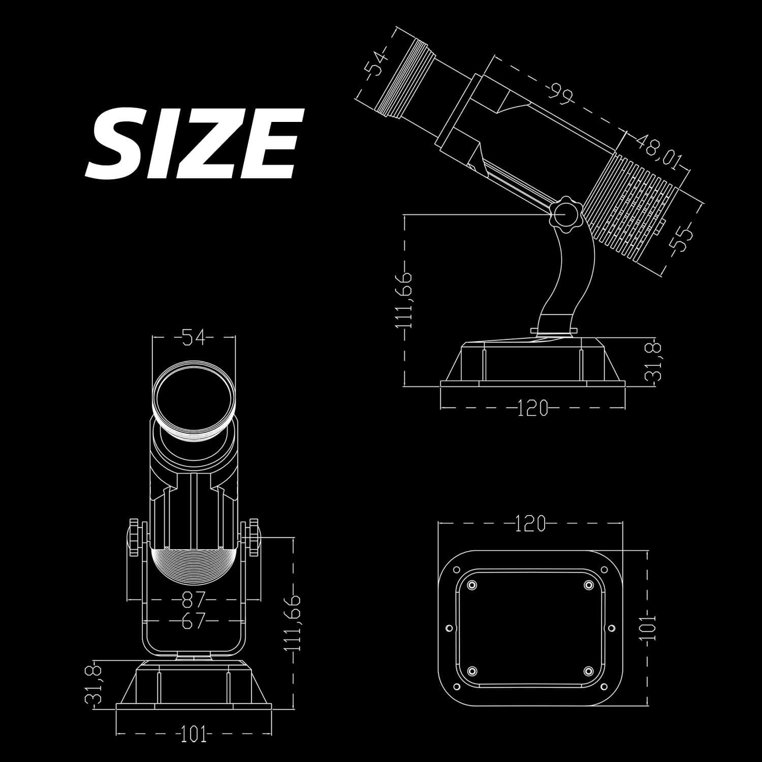 Proyector de Logo LED WAJECT 15W con Zoom Manual para - Imagen 8