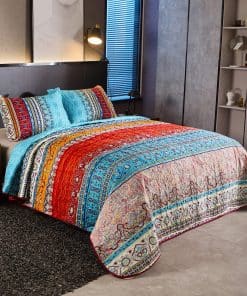 Juego de Colcha LAMEJOR Tamaño Queen Estilo Boho Retro