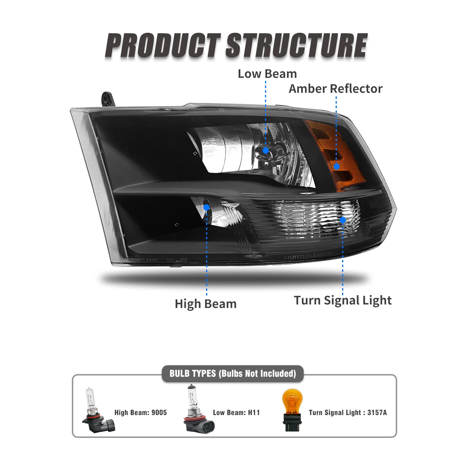ADCARLIGHTS para 2009-2018 Dodge Ram Conjunto de faros - Imagen 9