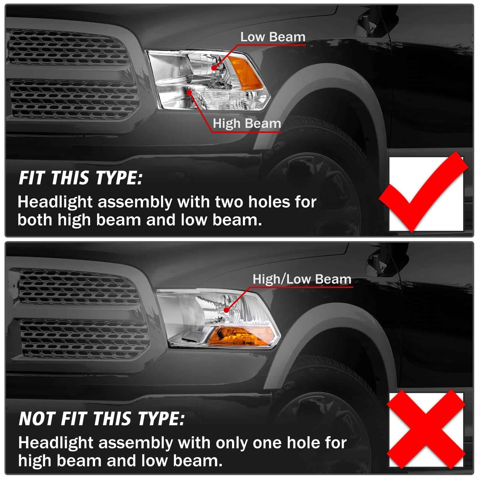 ADCARLIGHTS para 2009-2018 Dodge Ram Conjunto de faros - Imagen 4