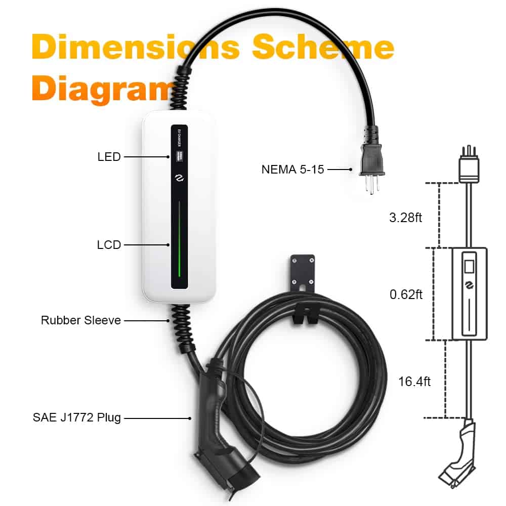 Cargador de Nivel 1 BESENERGY 15A 110V-220V Portátil J1772 - Imagen 6