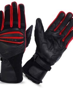 Guantes de cuero de vaca con tela -Negro-Rojo