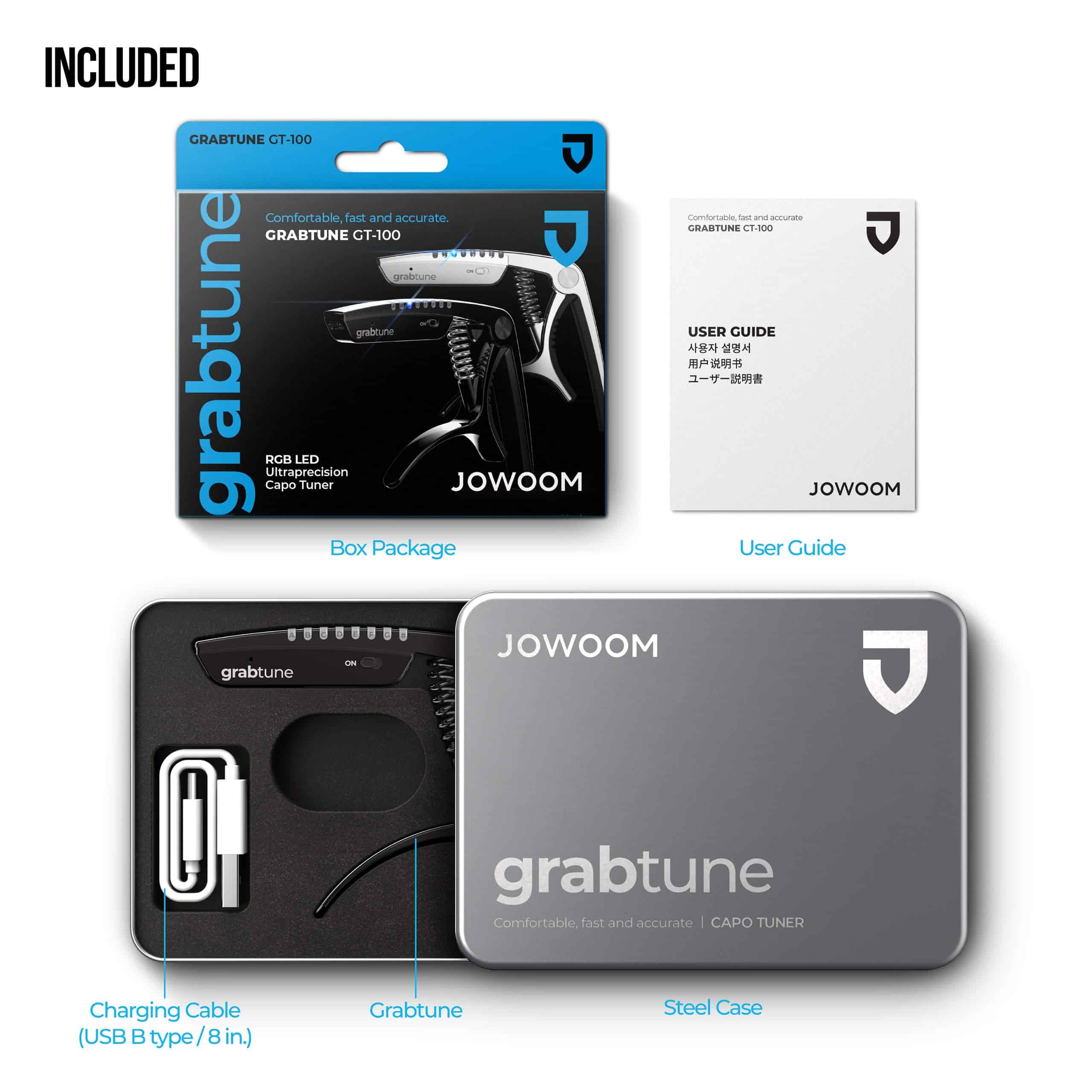 JOWOOM Grabtune Capo-Afinador de Guitarra Acústica | Equipo - Imagen 4