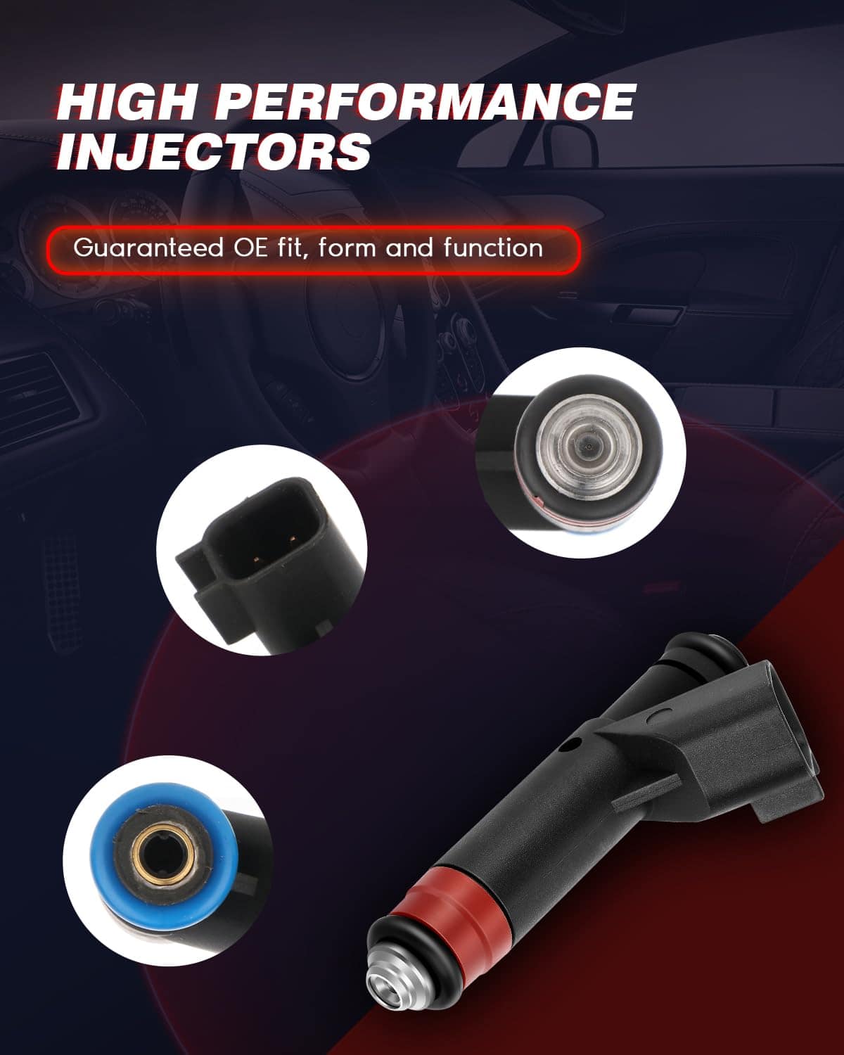 Conjunto de 6 inyectores FJ735, ANGLEWIDE 1 Orificio, - Imagen 6