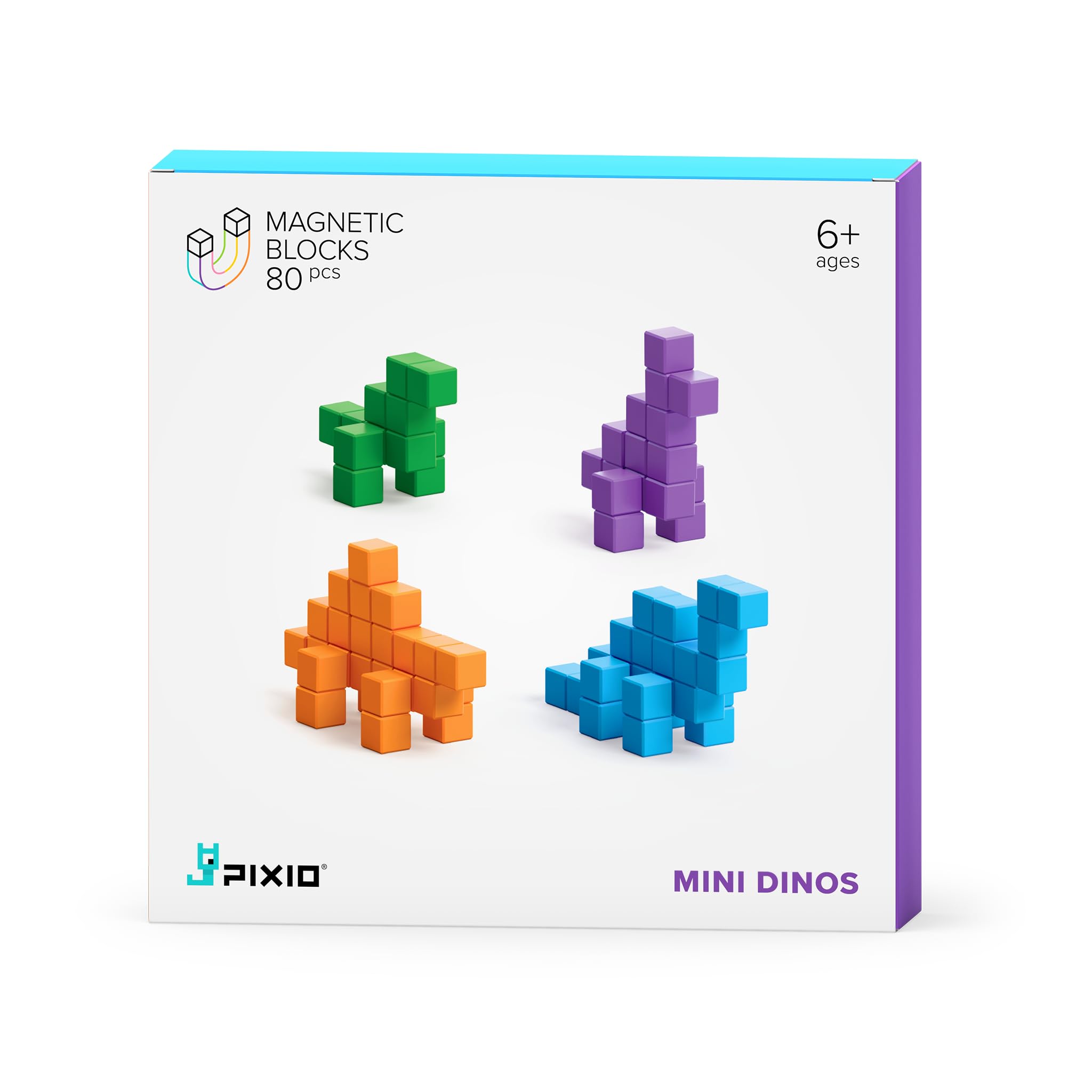 PIXIO Mini Dinos - Juegos de Bloques Magnéticos en Estilo