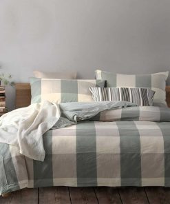 Juego de Funda Nórdica Cuadros Vichy Verde Queen, 100%