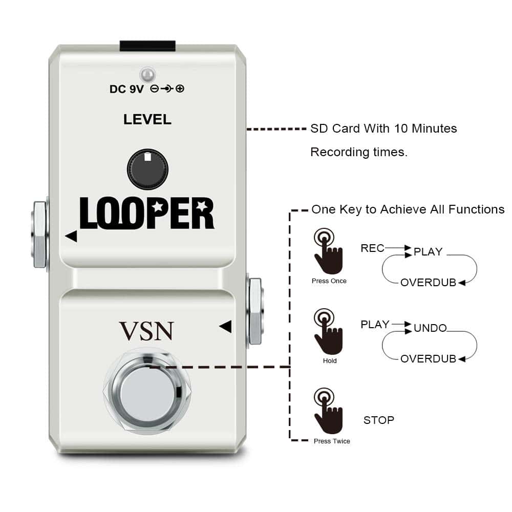 Pedal de Efecto de Loop VSN para Guitarra con Puerto de - Imagen 4