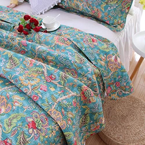 Colcha 3 PCS Estilo Americano Country Cottage Verde Floral - Imagen 4