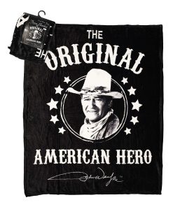 Manta de John Wayne 50" X 60" - Héroe Americano en Blanco y