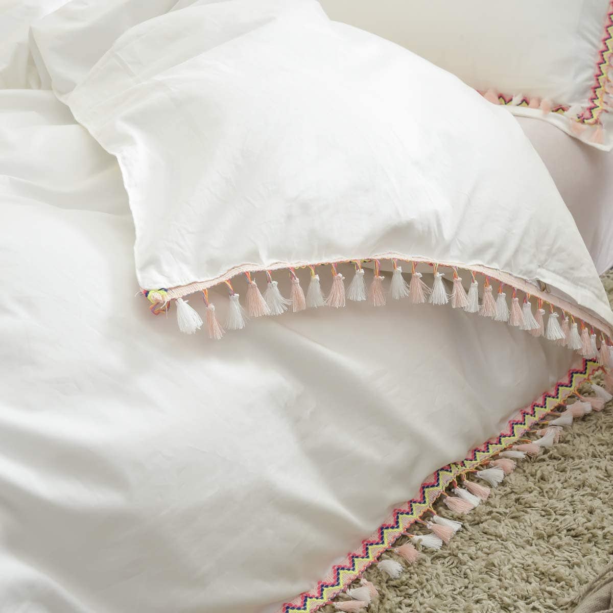 Juego de Ropa de Cama Boho Softta Tamaño Twin XL con Flecos - Imagen 5