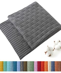 Manta de Punto de Algodón 100% TREELY para -Gris Oscuro