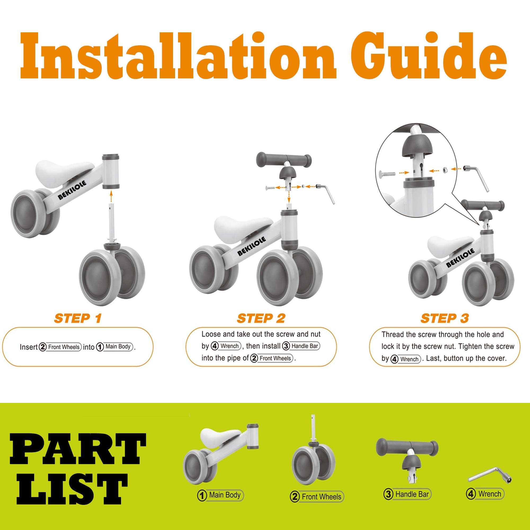 Bicicleta de Equilibrio BEKILOLE para Niña de 1 Año, - Imagen 8