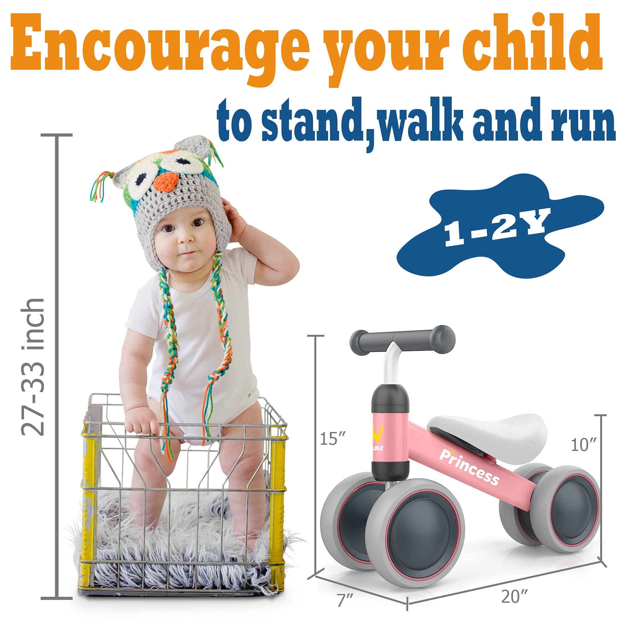 Bicicleta de Equilibrio BEKILOLE para Niña de 1 Año, - Imagen 4