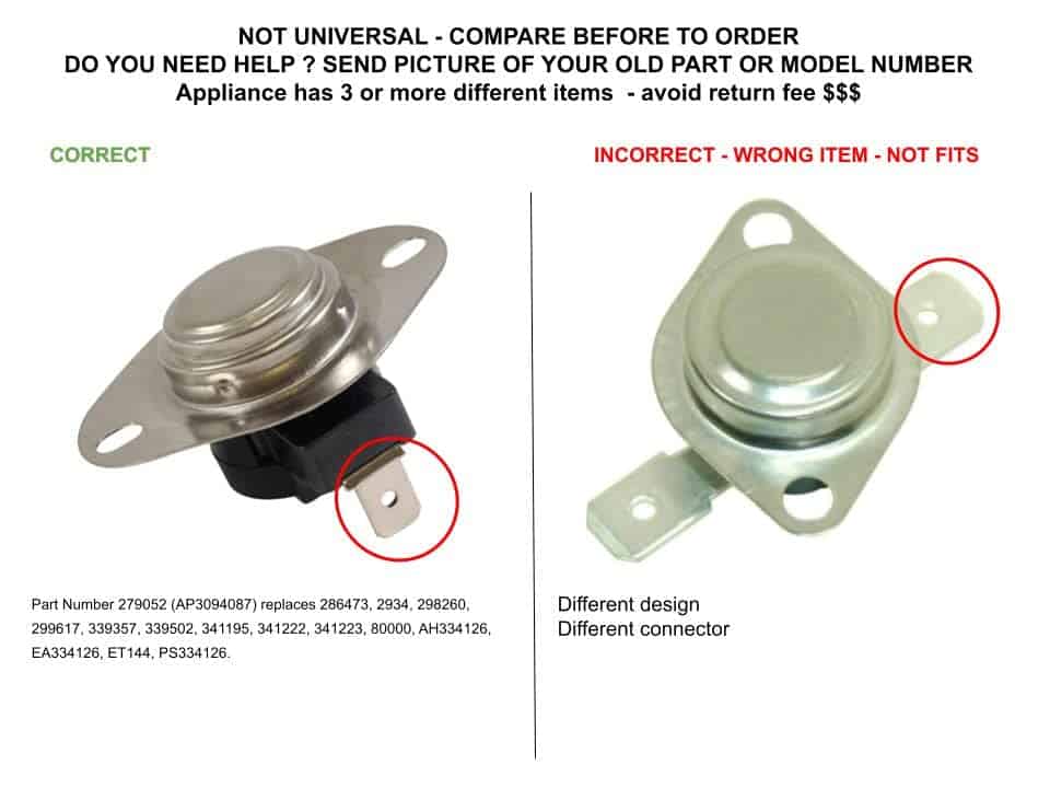 Termostato de Límite Alto 279052 para Secadora GLOB PRO - Imagen 5