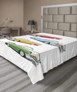 Sábana plana Lunarable Cars, Vehículos de antaño en colores