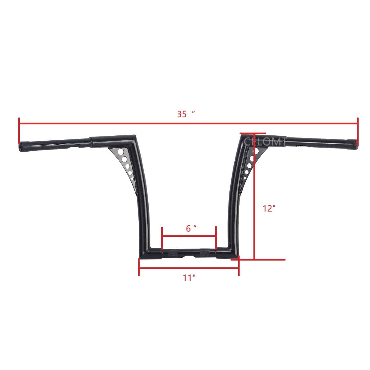 Manillar alto 12'' Rise 1-1/4'' Batwing Ape Hanger para - Imagen 6
