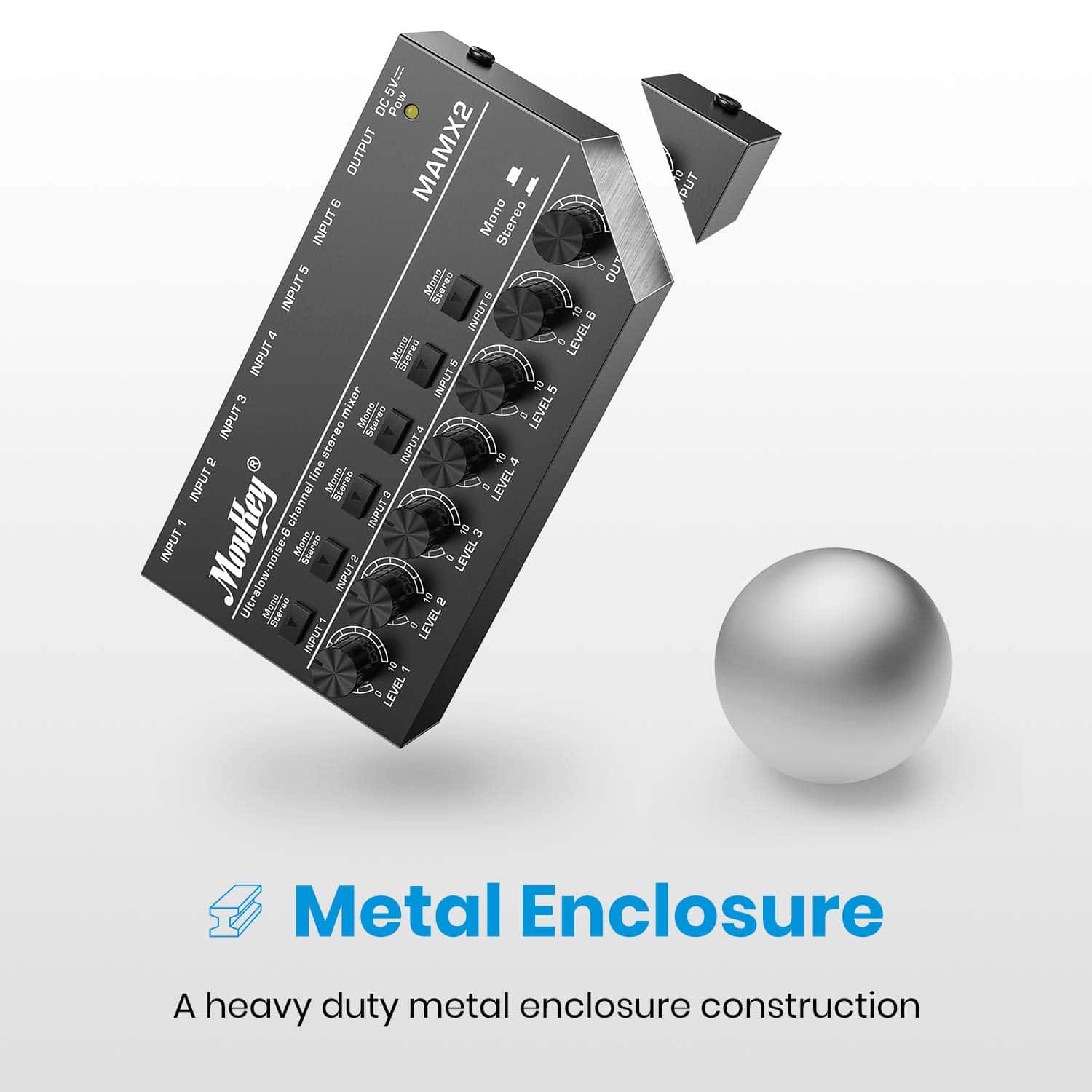 Mezclador de Audio Moukey, Mezclador de Línea, DC 5V, - Imagen 4