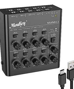 Mezcladora de Audio Moukey, DC 5V, 8 Canales Ultra Estéreo