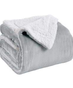 Manta de Sherpa Fleece y Terciopelo de Lujo para Rey, Gris