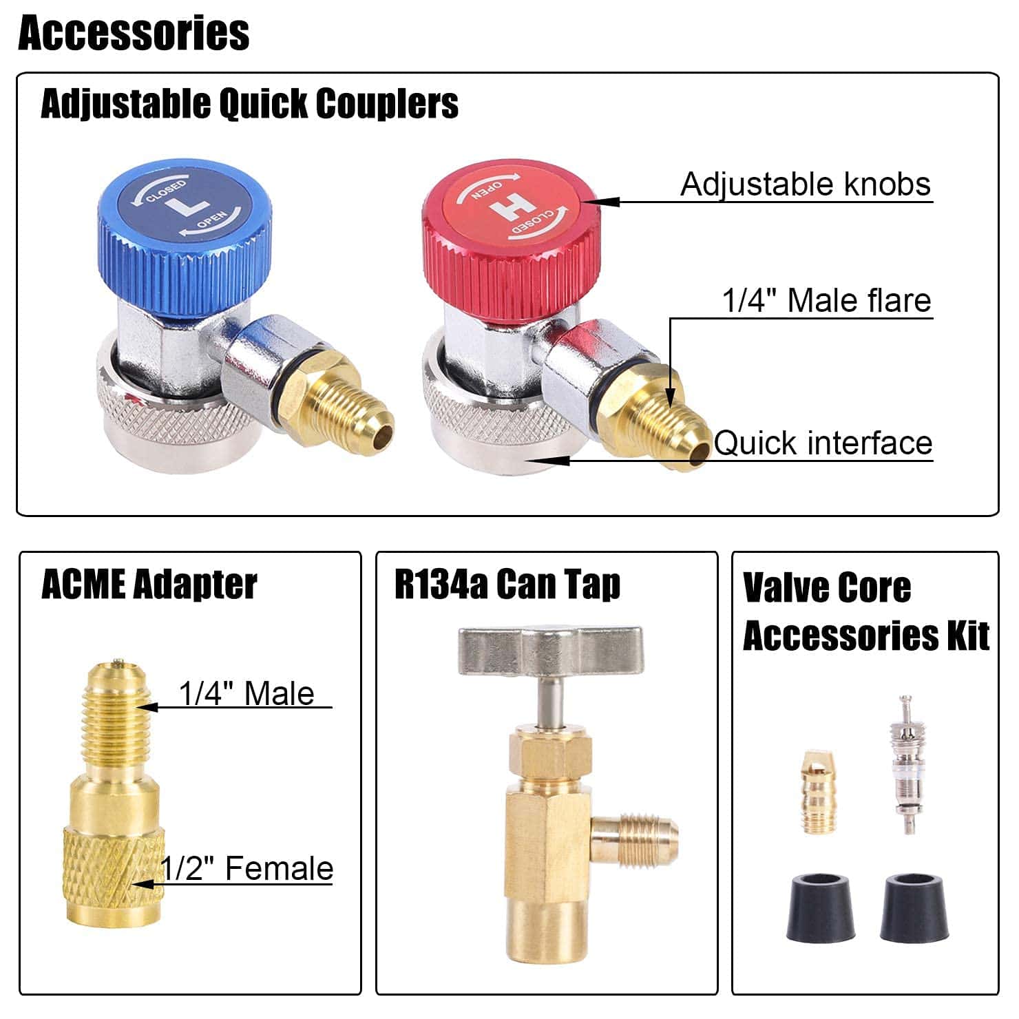 Juego de Manómetro de diagnóstico de refrigerante de 3 vías - Imagen 8