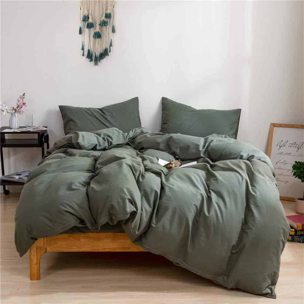 Mucalis Juego de Funda Nórdica King Verde Salvia 100%