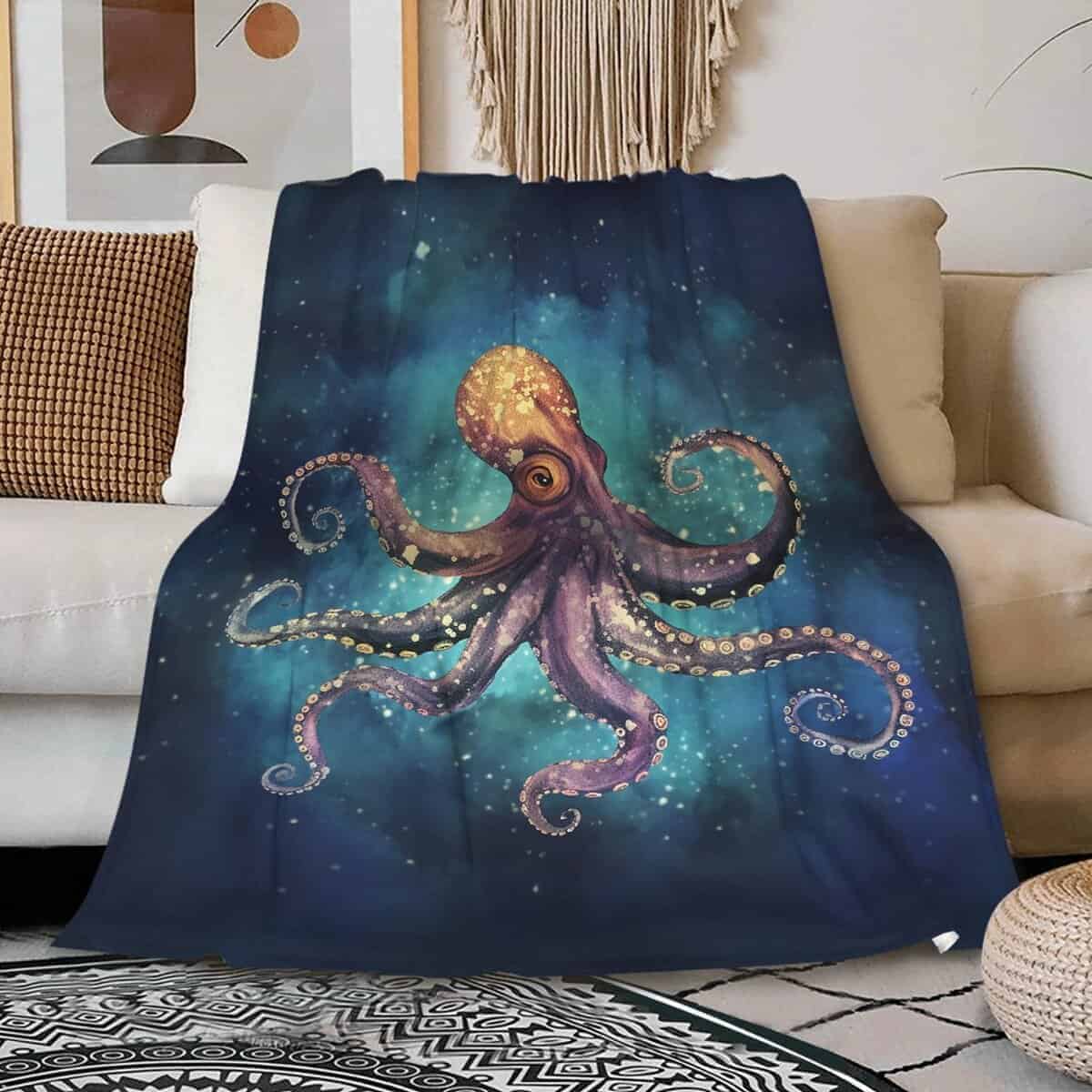 Manta de Franela Ultra Suave Ligera con Diseño de Pulpo