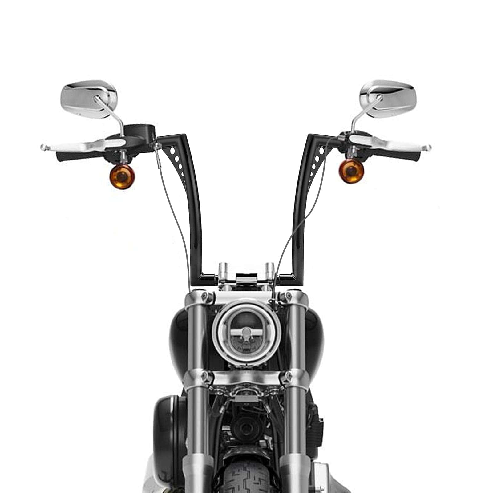 WSays Gloss Black 14" Rise Ape Hangers Handlebar 1-1/4" - Imagen 3