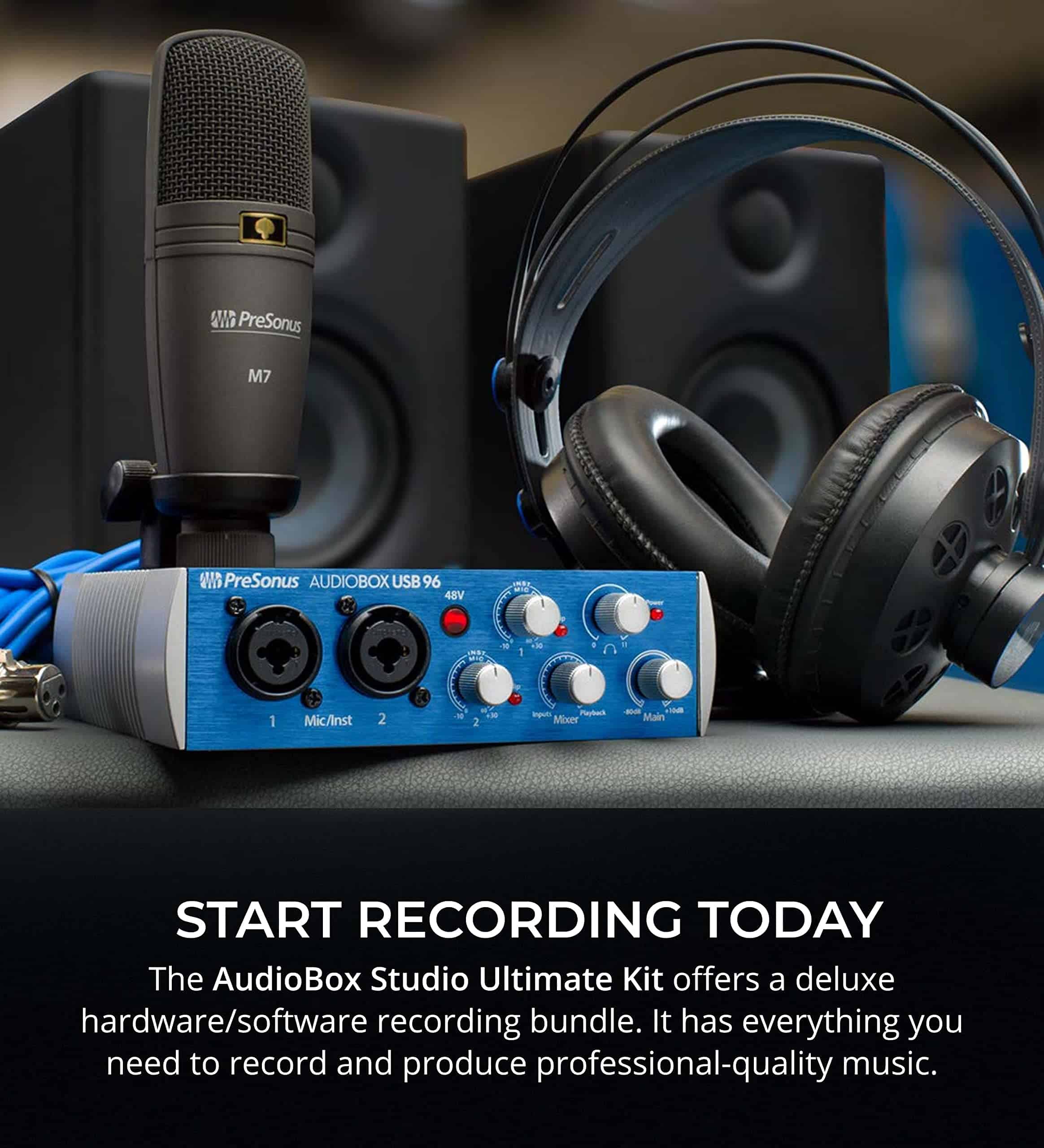 Paquete completo de estudio PreSonus AudioBox con monitores - Imagen 3