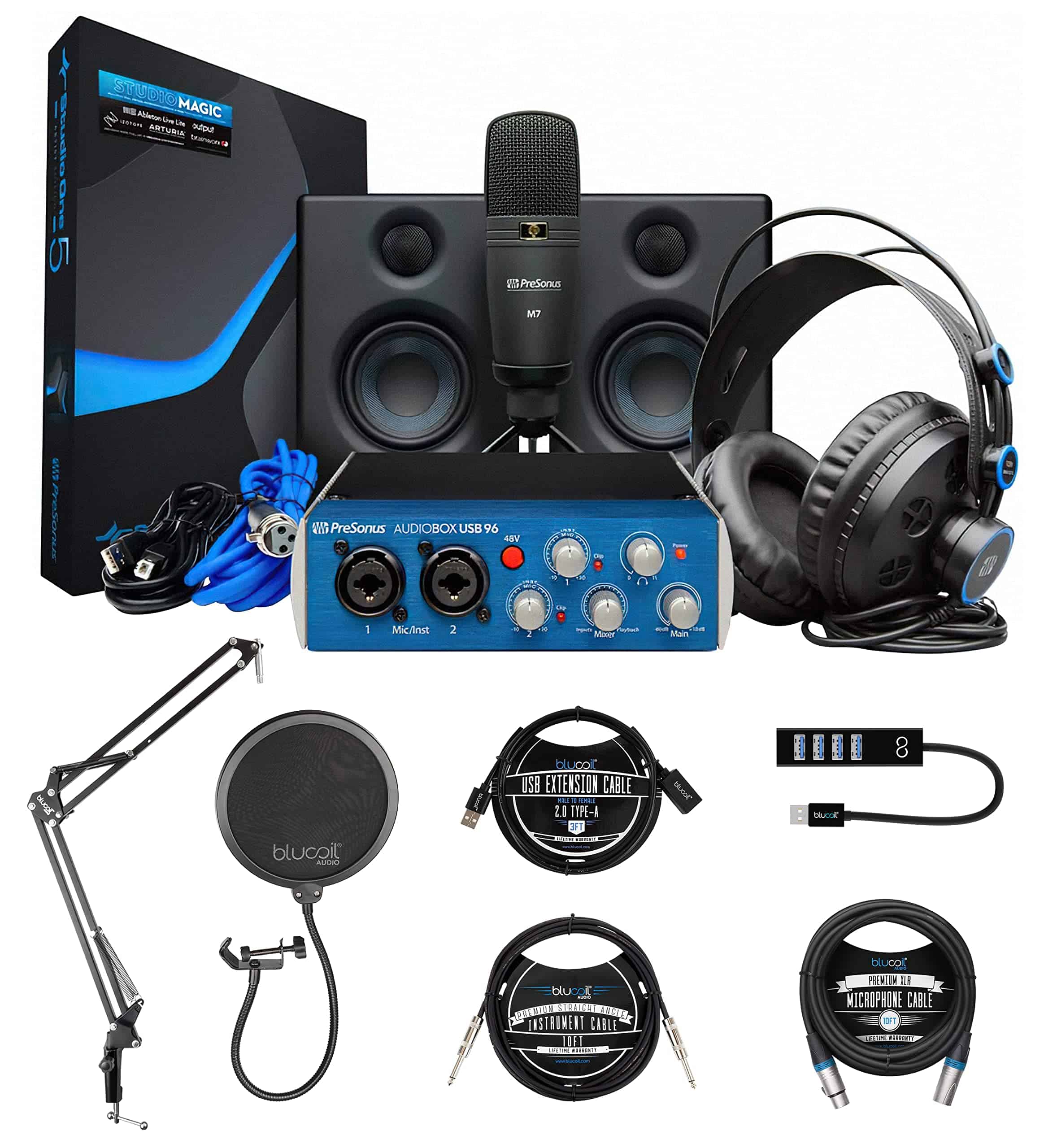Paquete completo de estudio PreSonus AudioBox con monitores