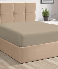 Sábana Ajustable Pura 100% Algodón Twin Simply Taupe,