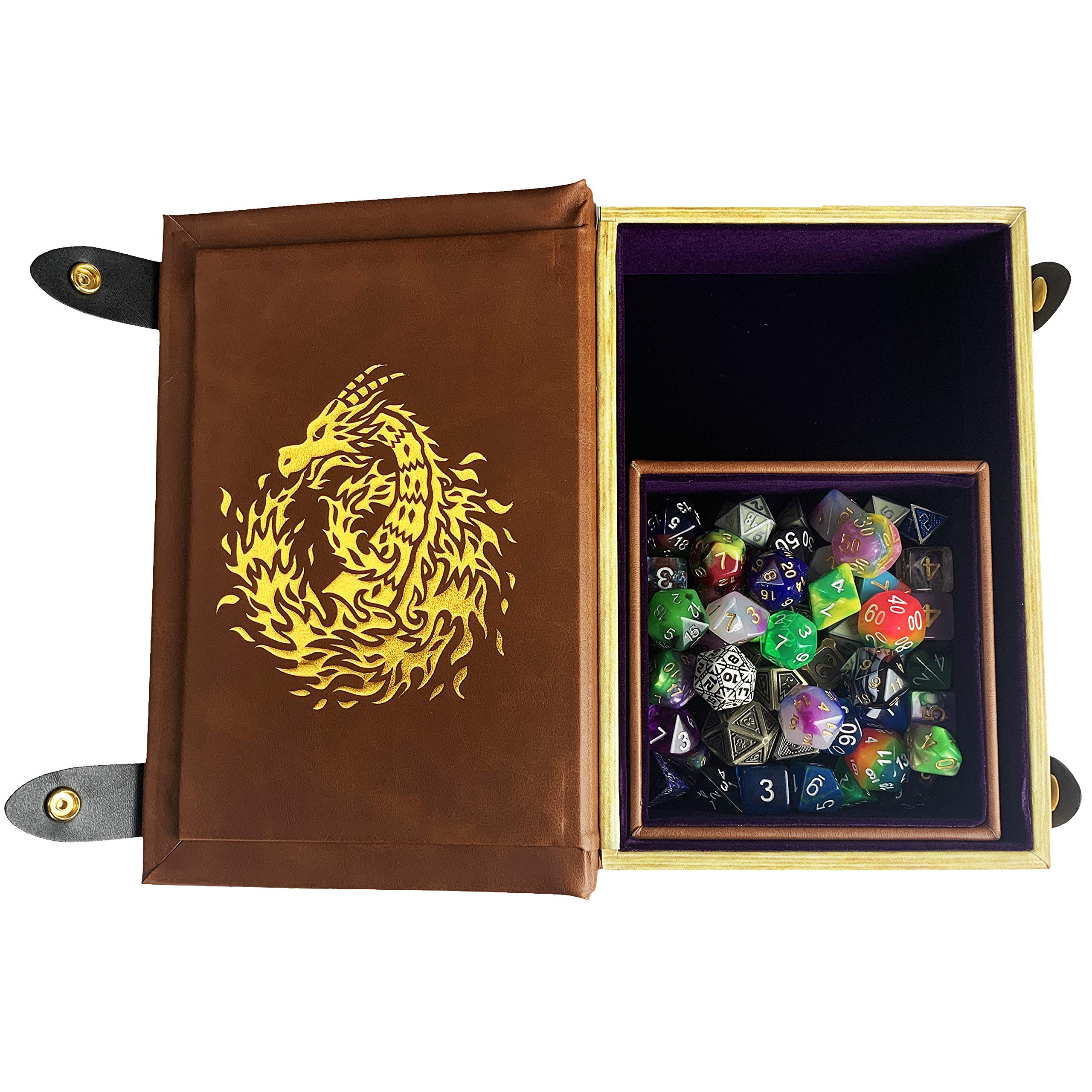 Bandea de Dados con Forma de Libro Dorado/Morado con Dragón - Imagen 6