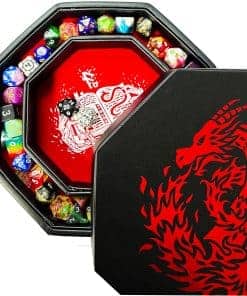 Fantasydice Bandeja de Dados Roja con Estampado de Dragón