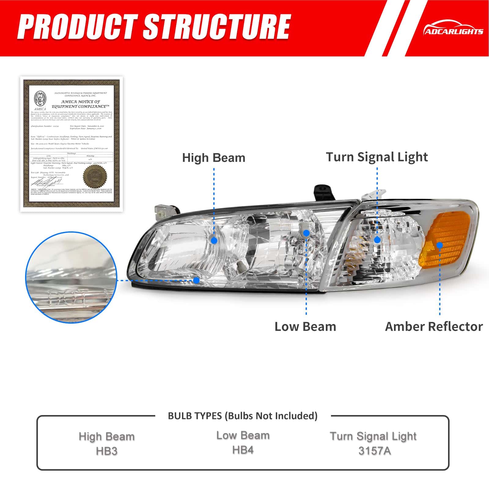 Conjunto de Faros ADCARLIGHTS Compatible con Toyota Camry - Imagen 4