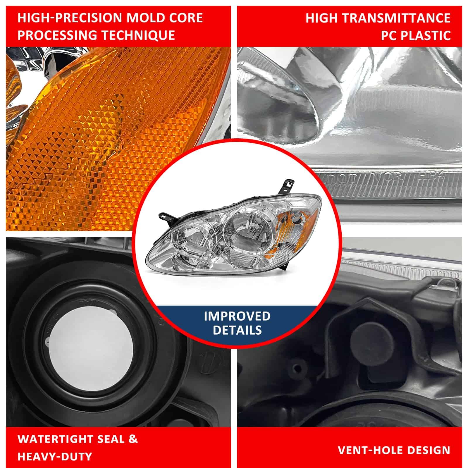 Conjunto de Faros Delanteros Compatible con 2003 2004 2005 - Imagen 6