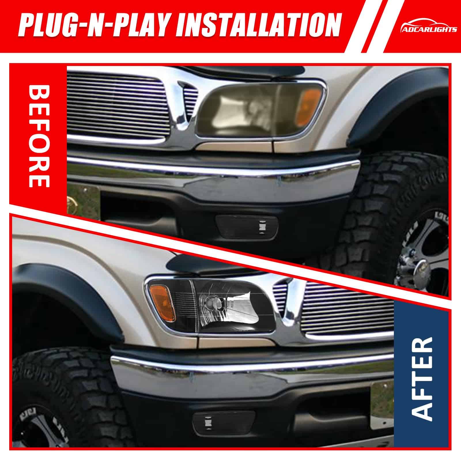 Faros de repuesto para Toyota Tacoma 2001 -Negro con lente c - Imagen 6