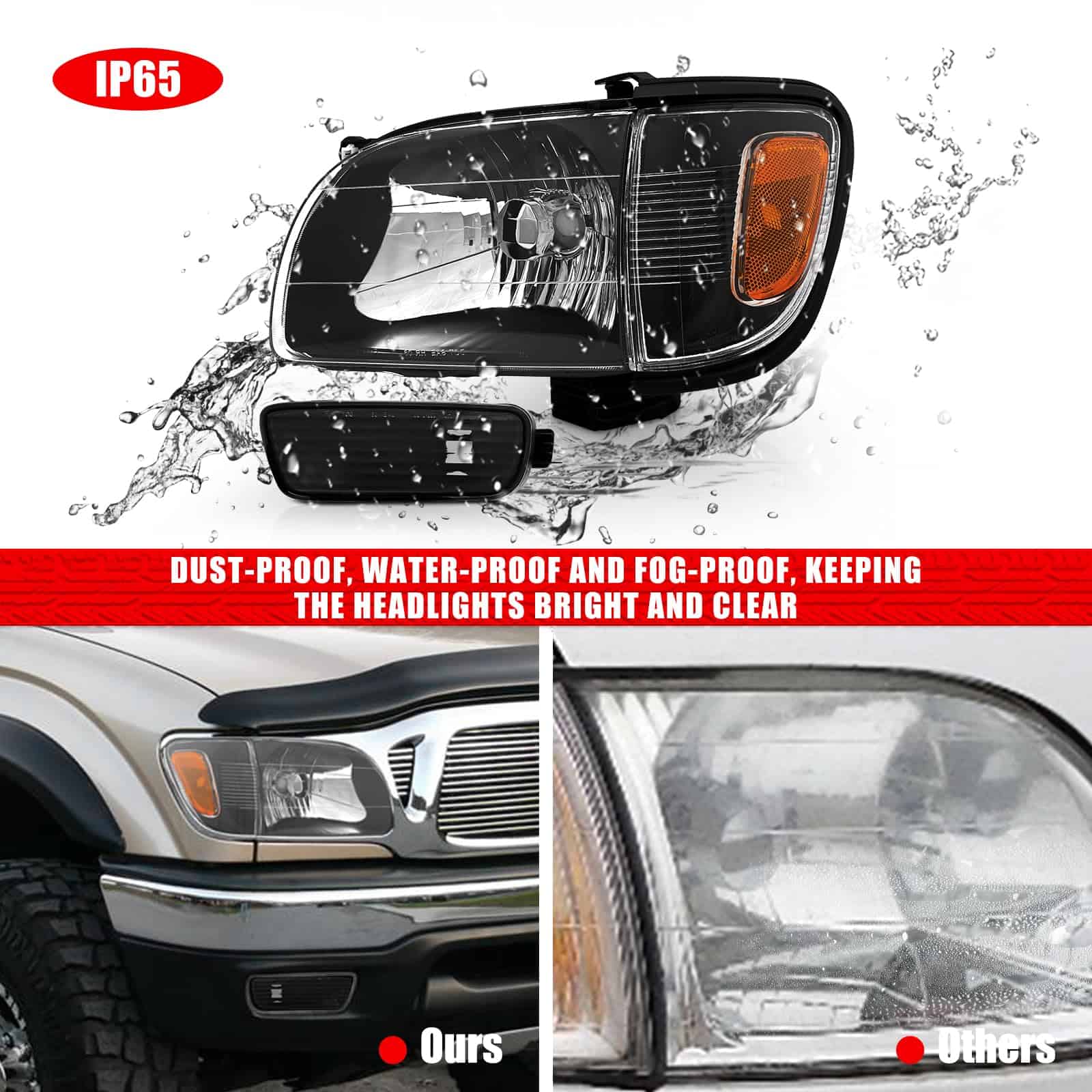Faros de repuesto para Toyota Tacoma 2001 -Negro con lente c - Imagen 8