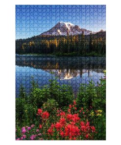 Rompecabezas de madera mt Rainier reflejado en Reflection