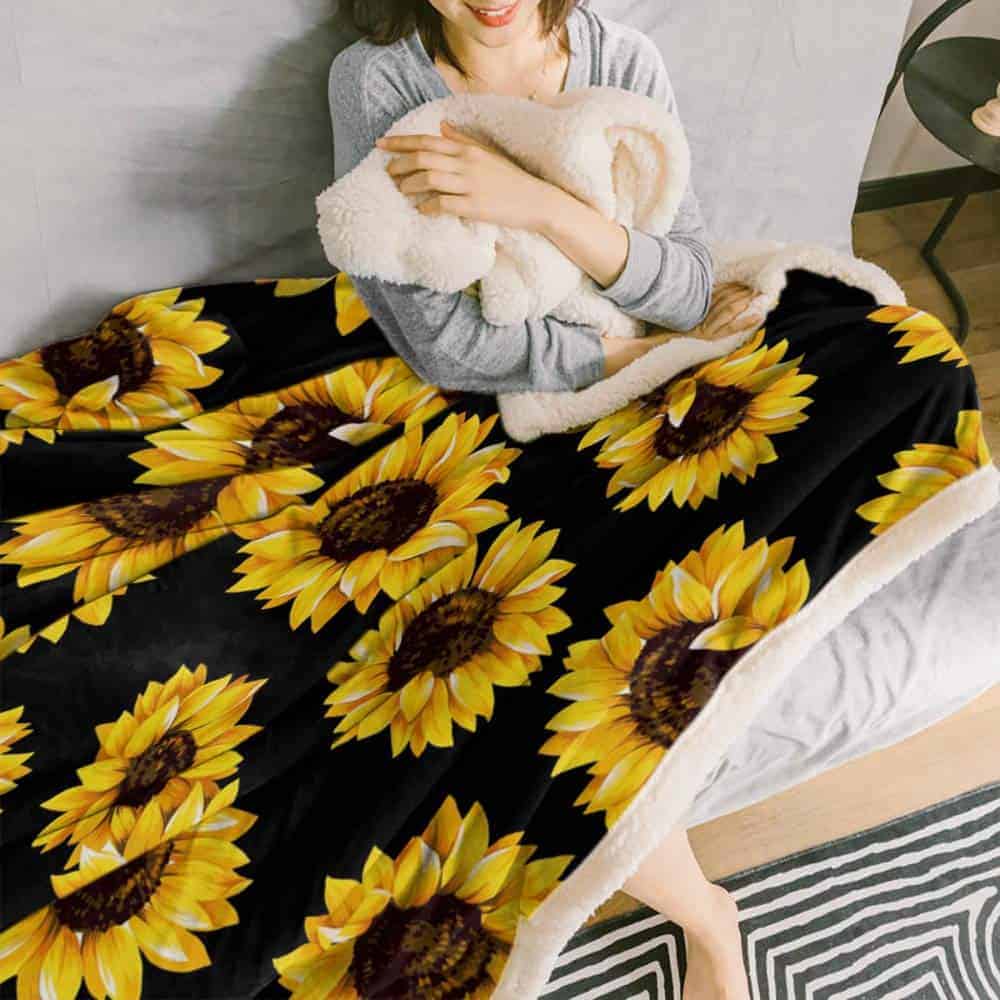 Manta de sherpa de girasol, súper gruesa y cálida manta de - Imagen 5