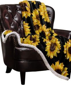 Manta de sherpa de girasol, súper gruesa y cálida manta de