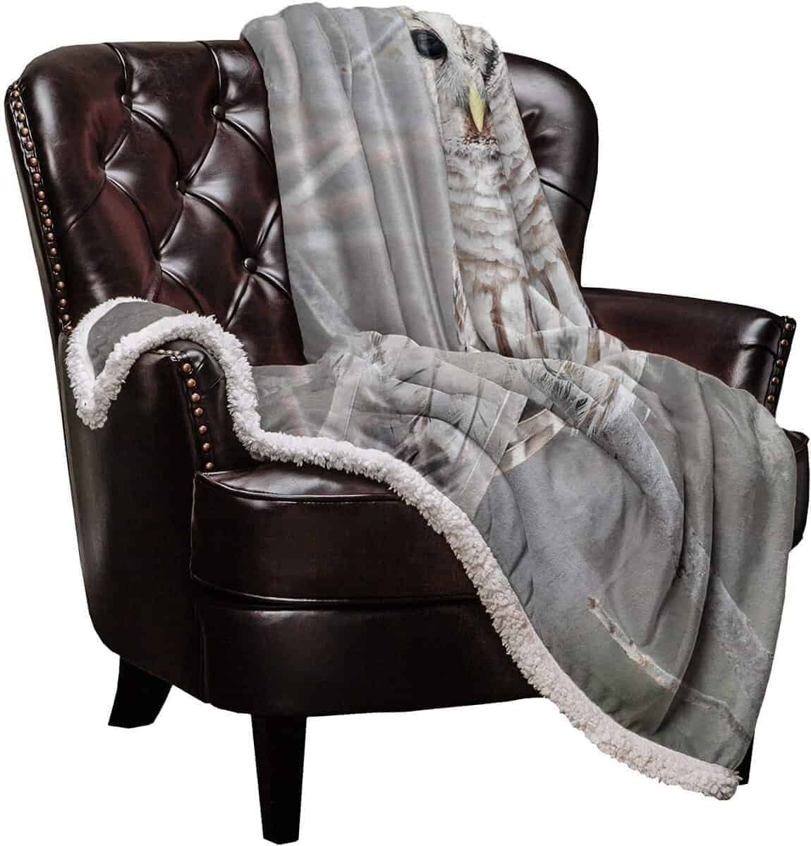 Manta de Sherpa de Búho, Súper Gruesa y Cálida Manta de